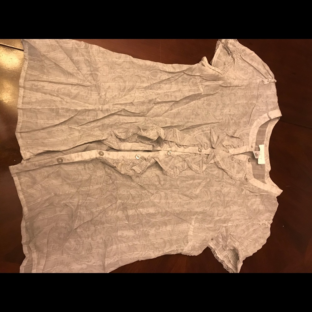 Loft grey pinstripe blouse